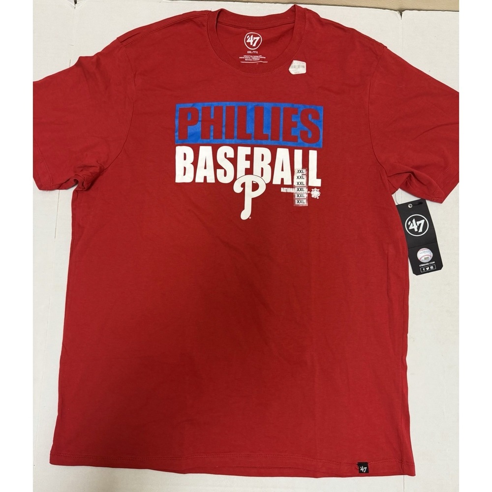 NWT '47 brand red phillies mlb baseball ss t-shirt, men's xxl, activewear, fan